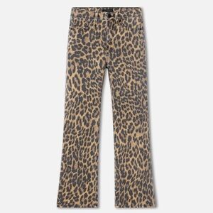 NWT Good American Good Kick Flare Leopard Jeans Size 14